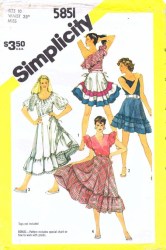 5851 SIMPLICITY 1982 FLOUNCED BIAS RUFFLE SKIRT 2 LENGTHS  PATTERN 10 UNCUT